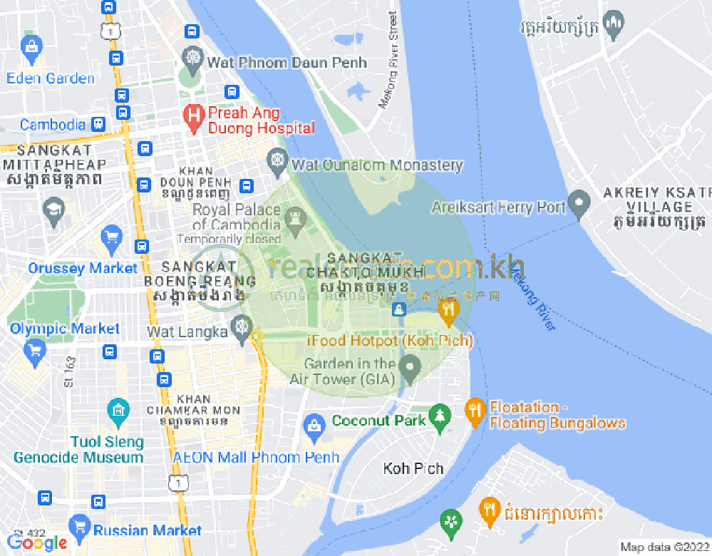 Mapa: Chakto Mukh, Daun Penh, Phnom Penh
