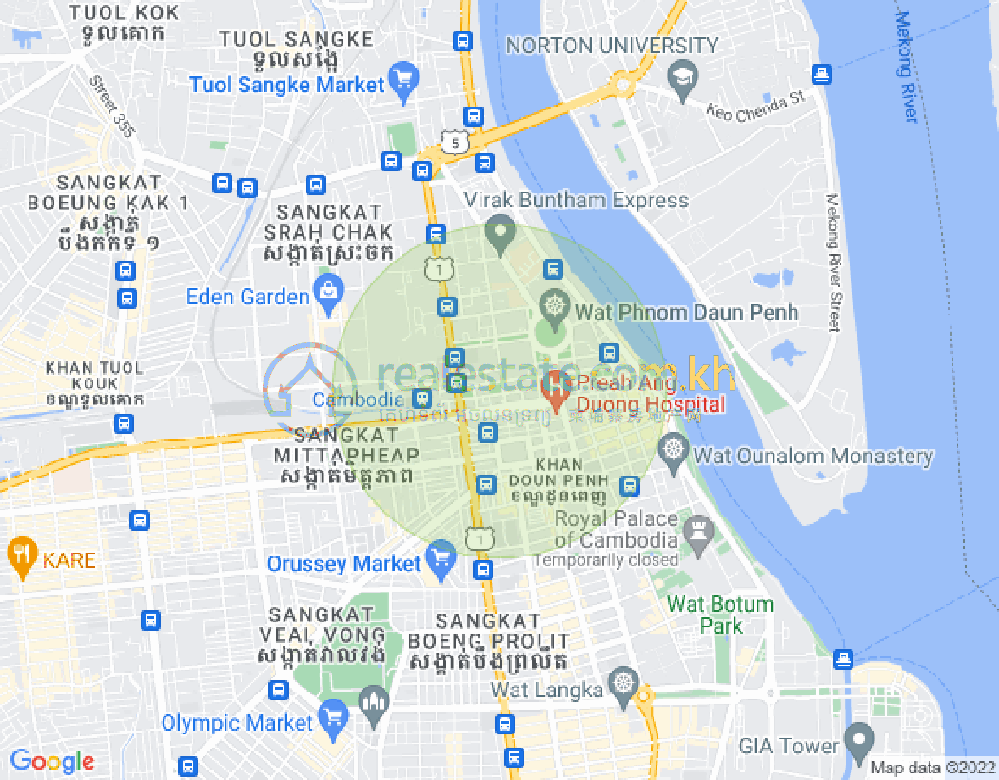 Map of Wat Phnom, Daun Penh, Phnom Penh