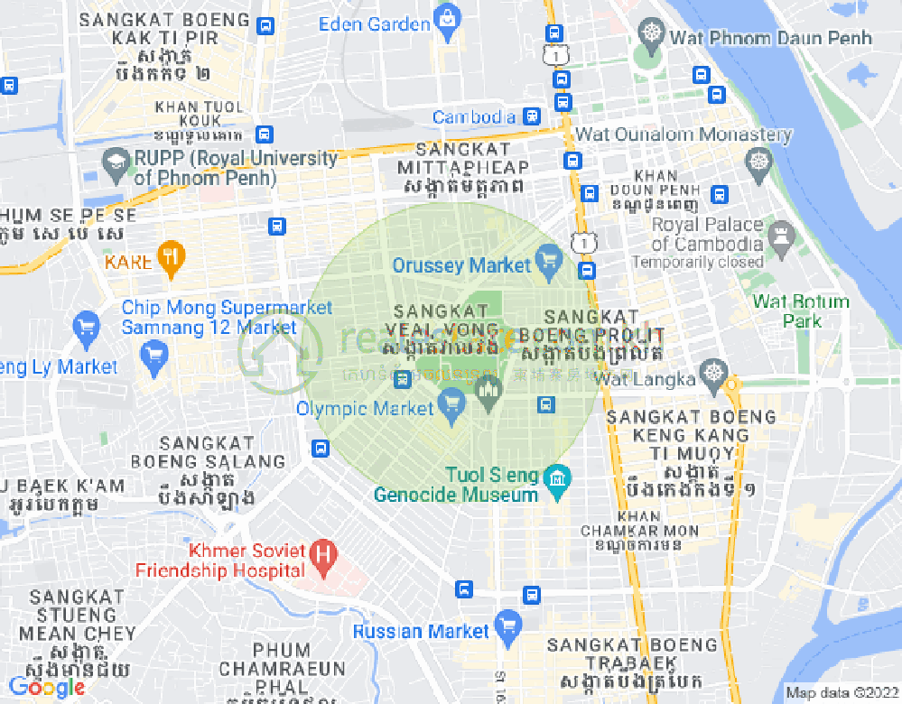 Mapa: Veal Vong, 7 Makara, Phnom Penh