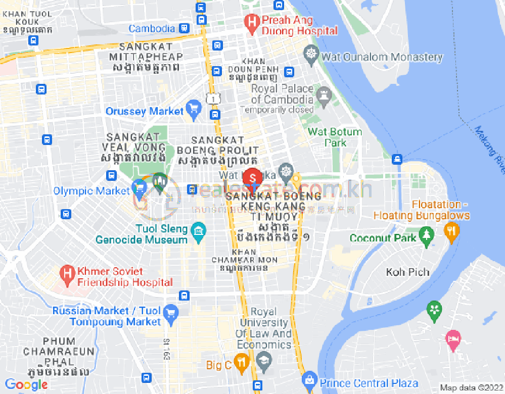 Map of BKK 1, Boeng Keng Kang, Phnom Penh