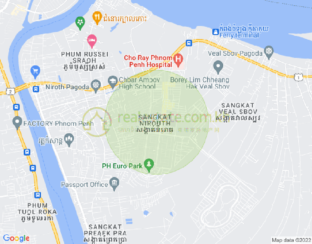 一号路 25, Nirouth구역, 철교두구, 프놈펜 지도