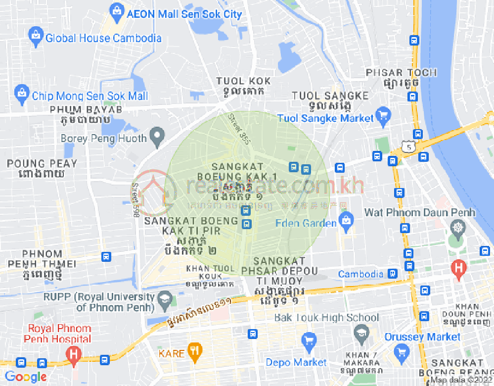 Map of Boeung Kak 1, Toul Kork, Phnom Penh