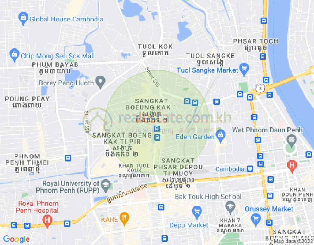 Mapa: Boeung Kak 1, Toul Kork, Phnom Penh