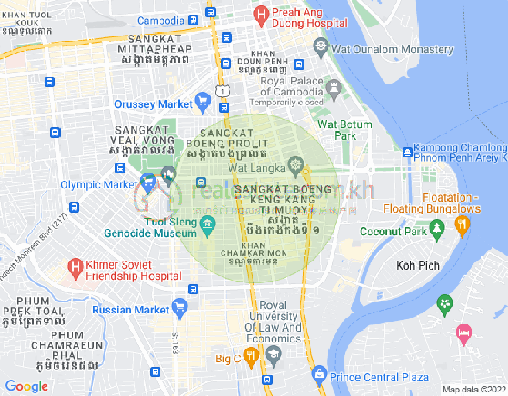 Map of BKK 1, Boeng Keng Kang, Phnom Penh
