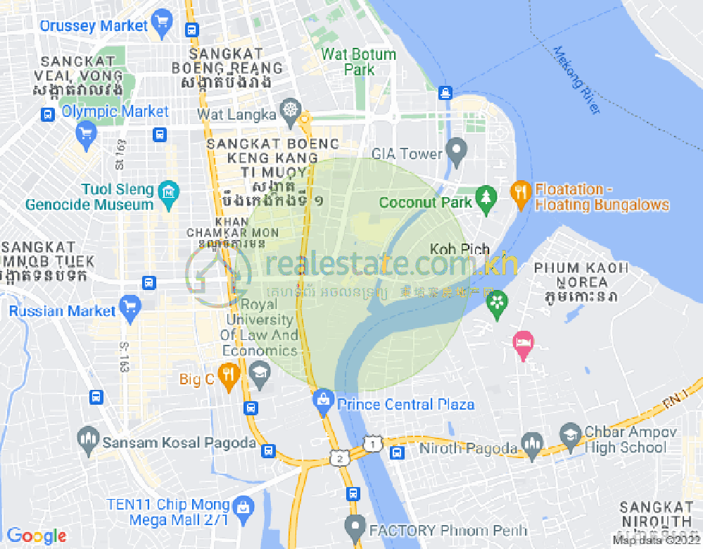 Mapa: Tonle Bassac, Chamkarmon, Phnom Penh