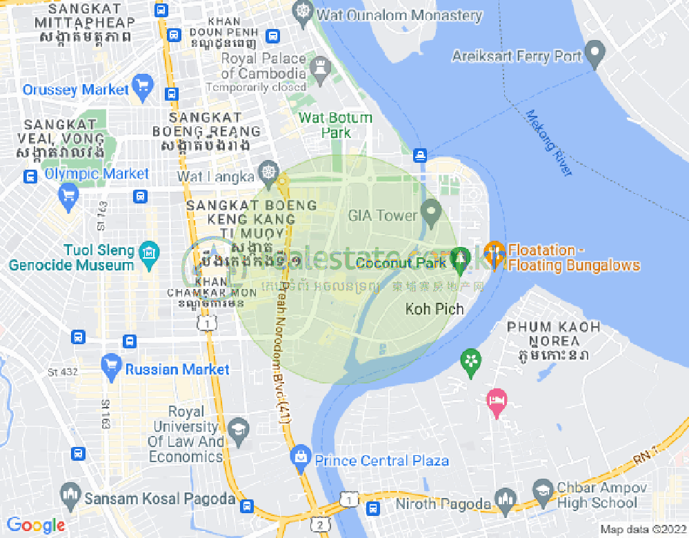 トンレバサック, チャムカモン, プノンペンの地図