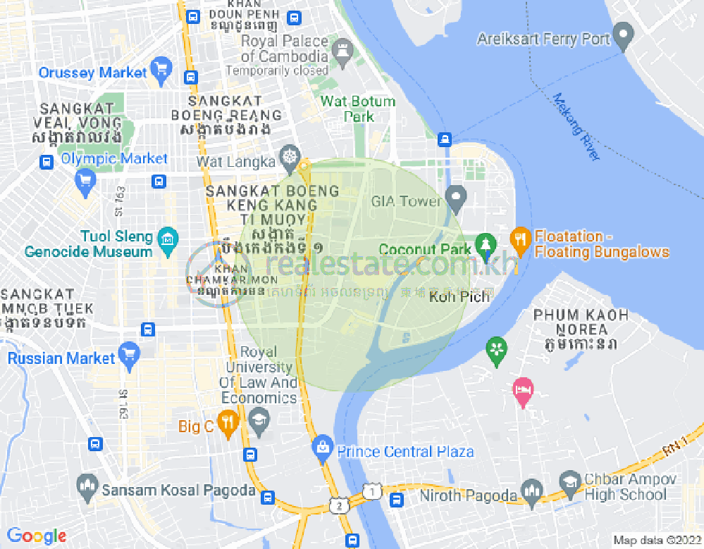 백색하구역, 짬까몬, 프놈펜 지도