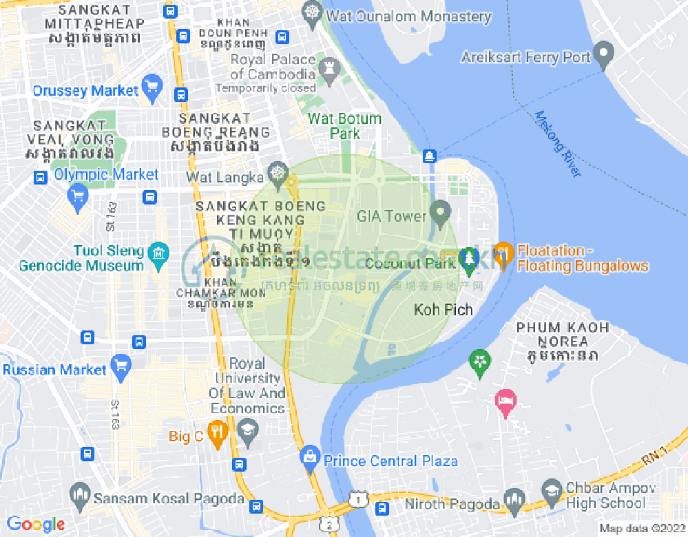 トンレバサック, チャムカモン, プノンペンの地図