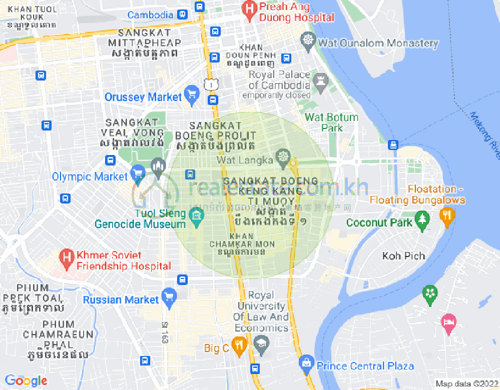 Map of BKK 1, Boeng Keng Kang, Phnom Penh