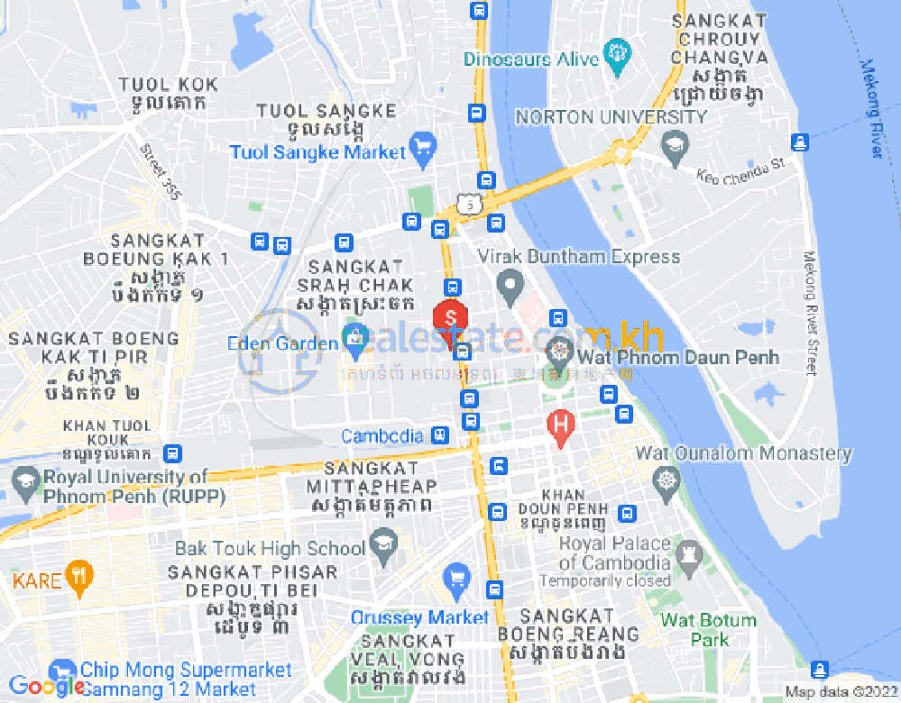 Mapa: Wat Phnom, Daun Penh, Phnom Penh