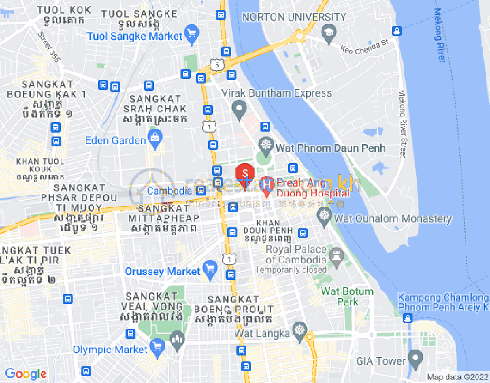 Mapa: Phsar Thmei I, Daun Penh, Phnom Penh
