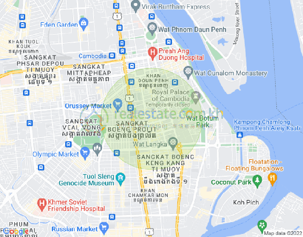 Map of Chakto Mukh, Daun Penh, Phnom Penh