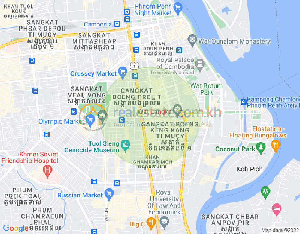 Map of BKK 1, Boeng Keng Kang, Phnom Penh