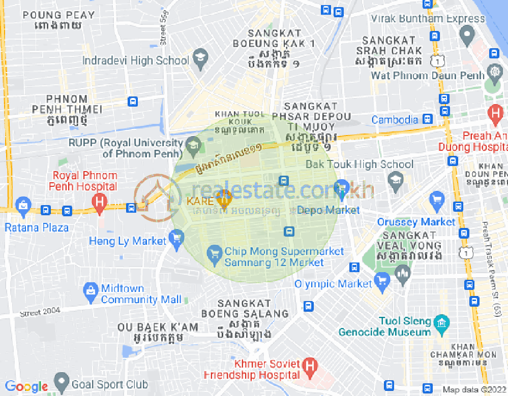 Map of 150, Tuek L'ak 2, Toul Kork, Phnom Penh