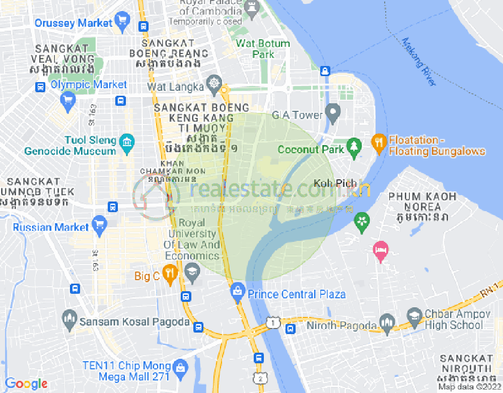 トンレバサック, チャムカモン, プノンペンの地図