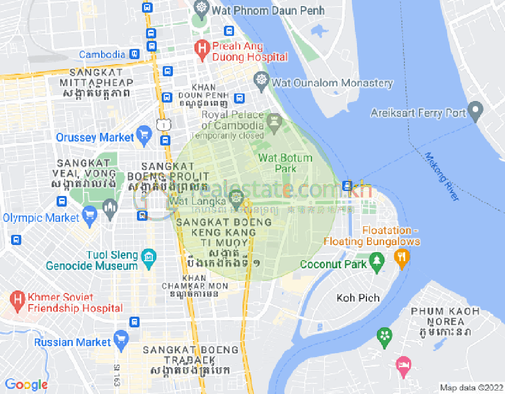トンレバサック, チャムカモン, プノンペンの地図