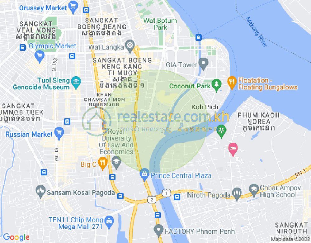 ផែនទី ទន្លេបាសាក់, ចំការមន, ភ្នំពេញ