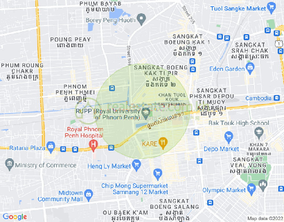แผนที่ บึงกัก 2, ตuolโกก, พนมเปญ