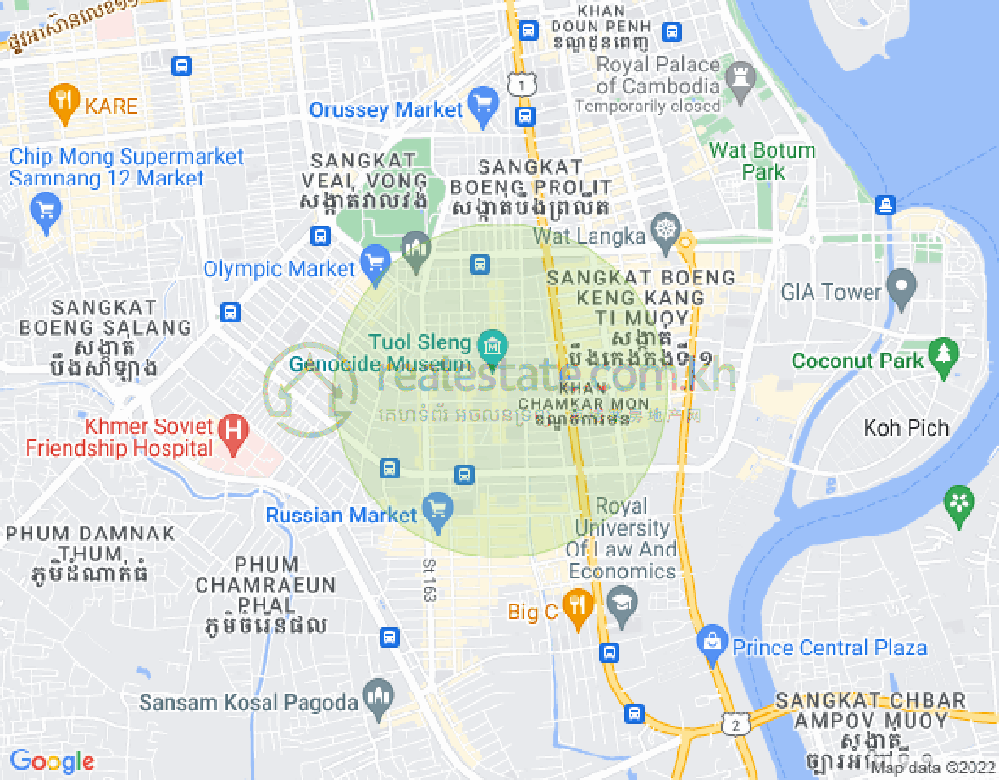ផែនទី ទន្លេបាសាក់, ចំការមន, ភ្នំពេញ