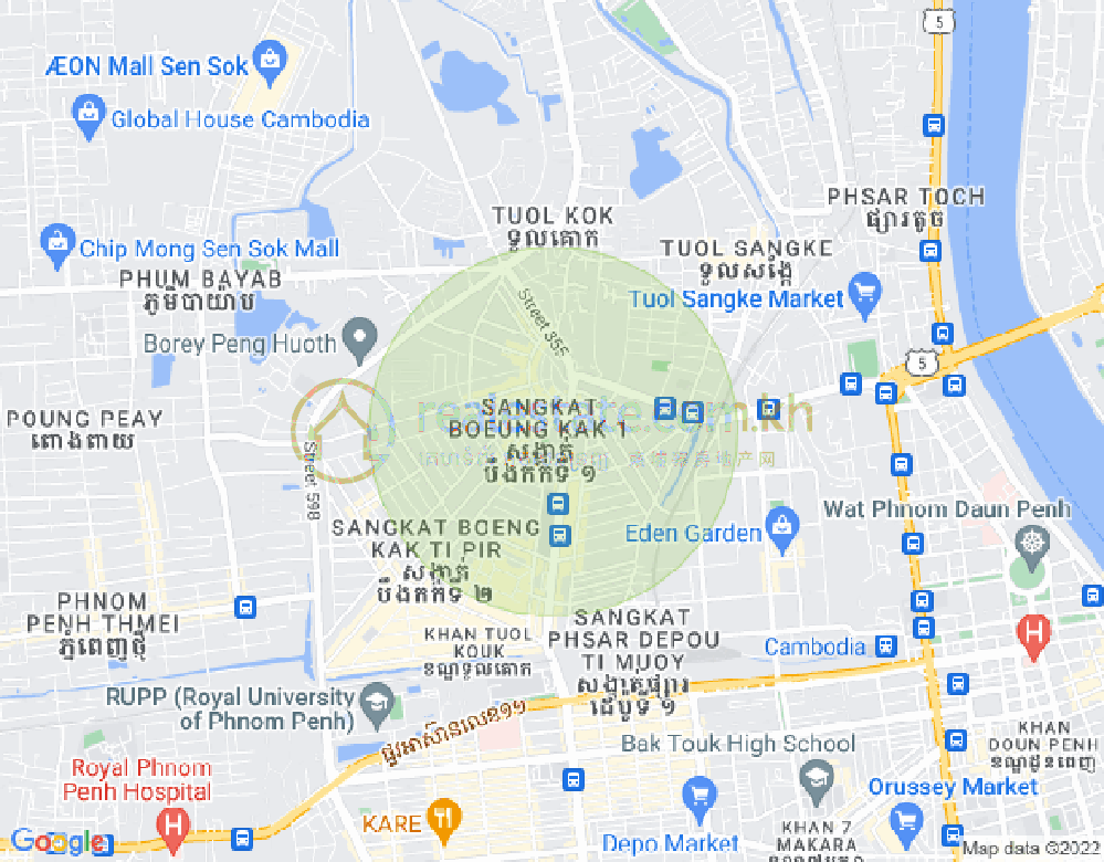 แผนที่ บึงกัก 1, ตวลโคก, พนมเปญ