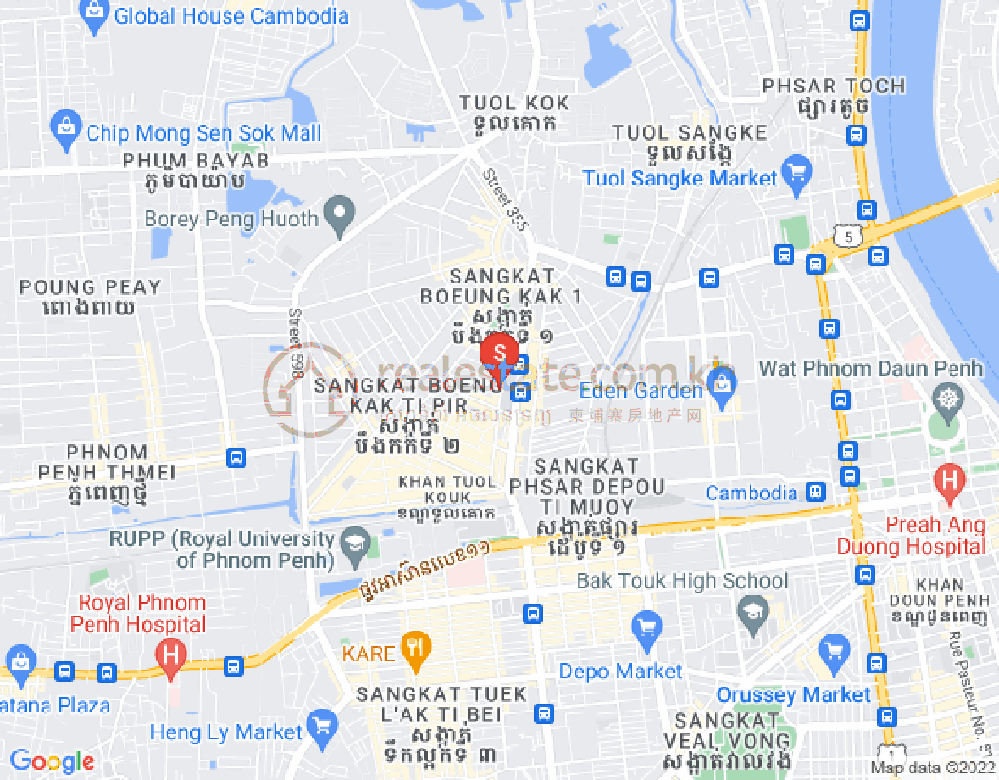 Mapa: Boeung Kak 2, Toul Kork, Phnom Penh