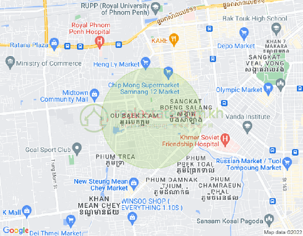 クラントノン, センソック, プノンペンの地図