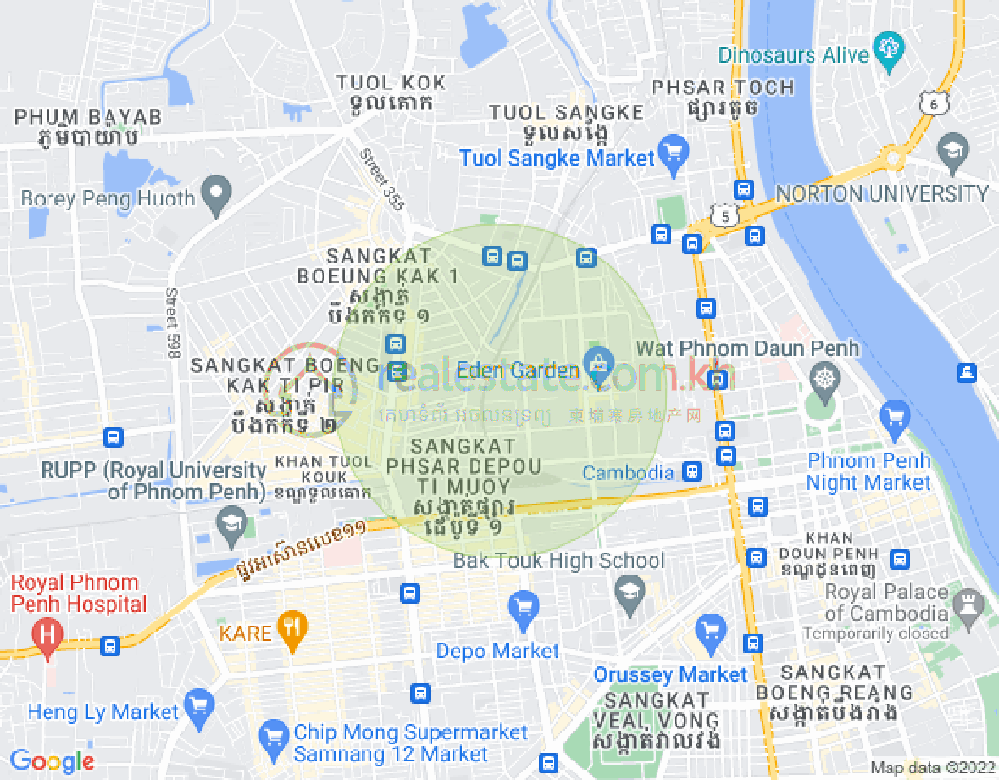 Map of Srah Chak, Daun Penh, Phnom Penh