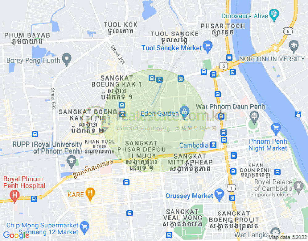 스라 착, 룽볜구, 프놈펜 지도