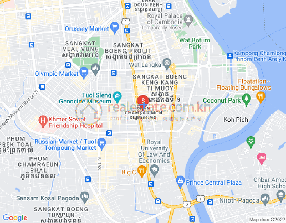 Map of Toul Tum Poung 1, Chamkarmon, Phnom Penh
