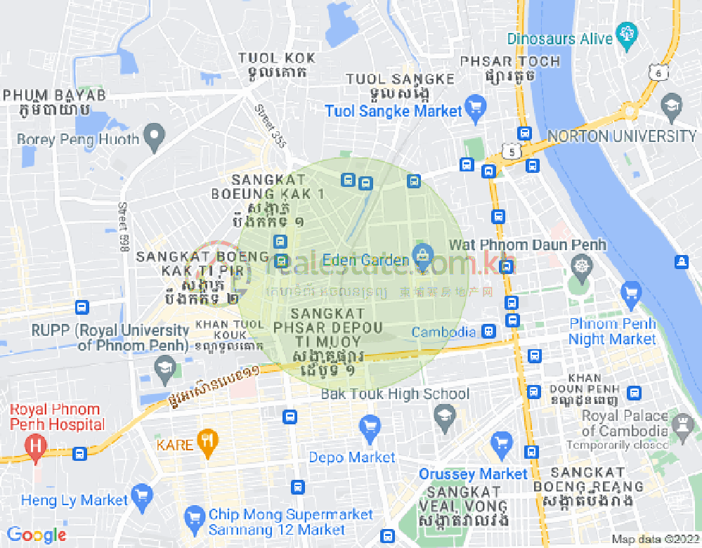 스라 착, 룽볜구, 프놈펜 지도