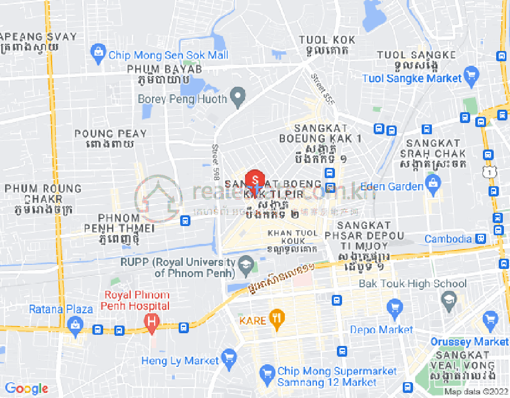 Mapa: Boeung Kak 2, Toul Kork, Phnom Penh