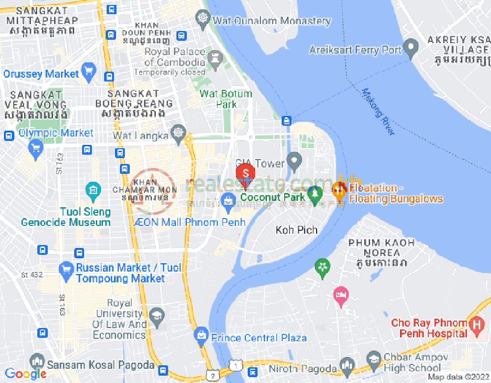Map of Tonle Bassac, Chamkarmon, Phnom Penh