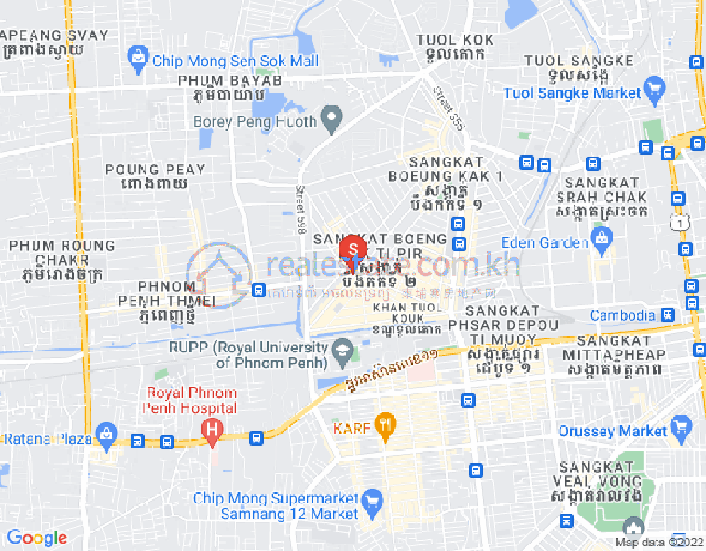 Map of Boeung Kak 2, Toul Kork, Phnom Penh