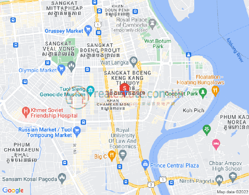 Carte de Phsar Daeum Thkov, Chamkarmon, Phnom Penh