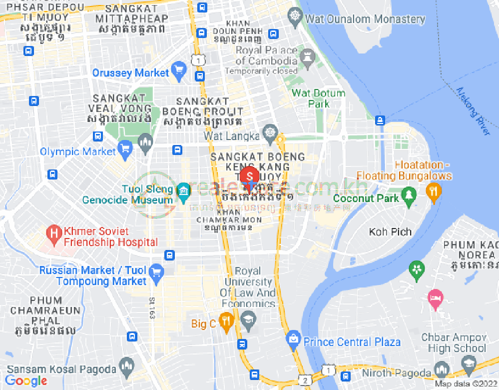 Mapa: BKK 1, Boeng Keng Kang, Phnom Penh