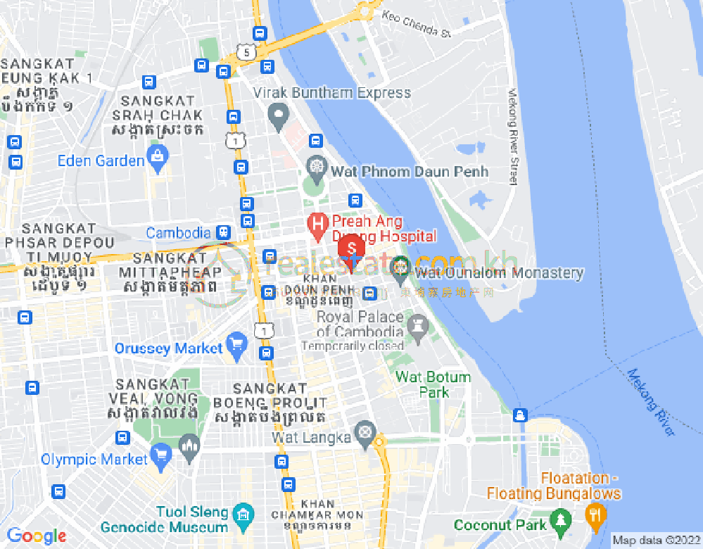 Mapa: Wat Phnom, Daun Penh, Phnom Penh