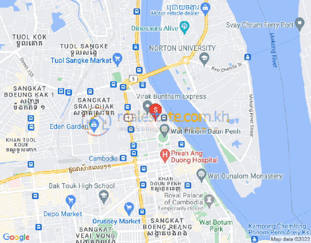 Mapa: Wat Phnom, Daun Penh, Phnom Penh