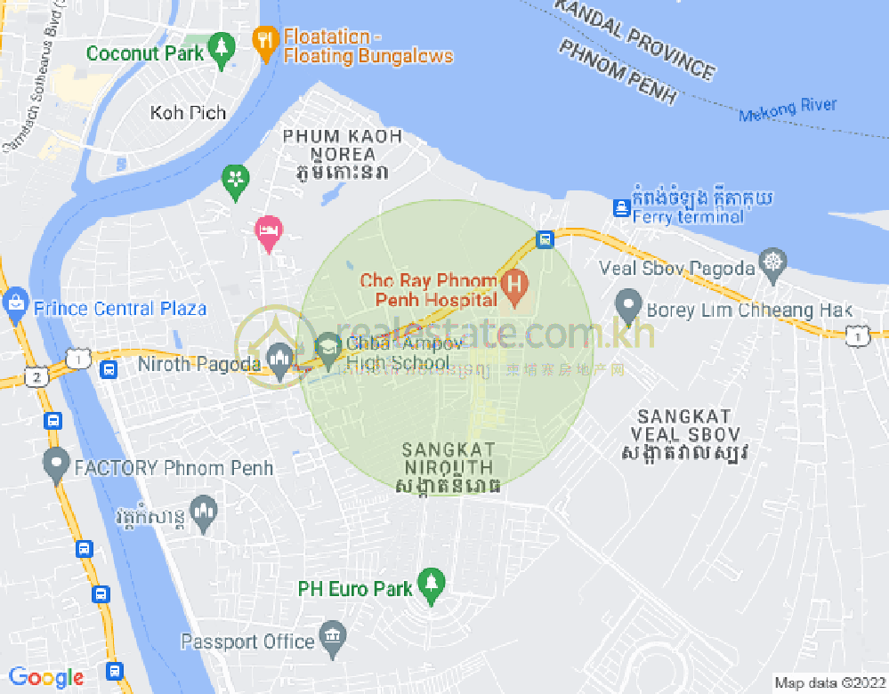 Mapa: Nirouth, Chbar Ampov, Phnom Penh