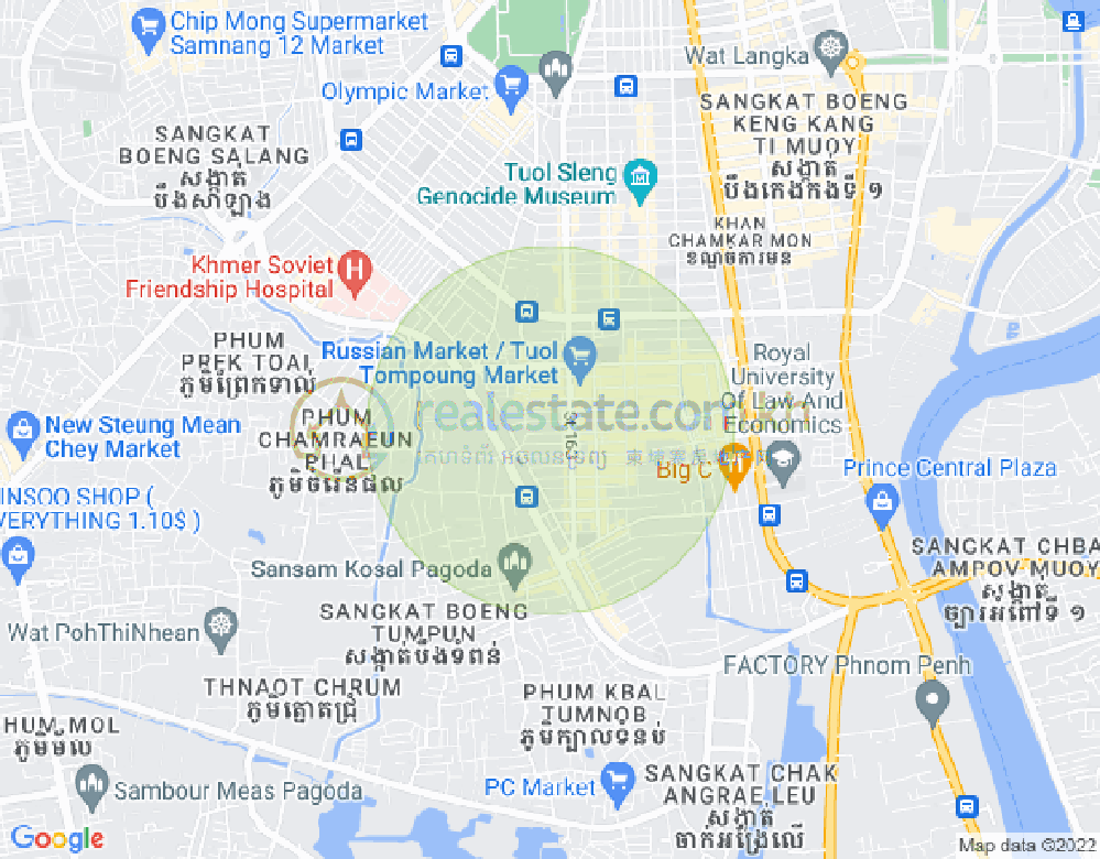 Map of Toul Tum Poung 1, Chamkarmon, Phnom Penh