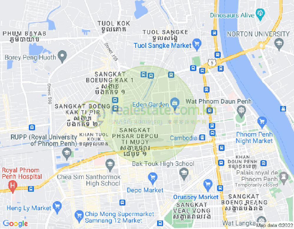 Map of Srah Chak, Daun Penh, Phnom Penh