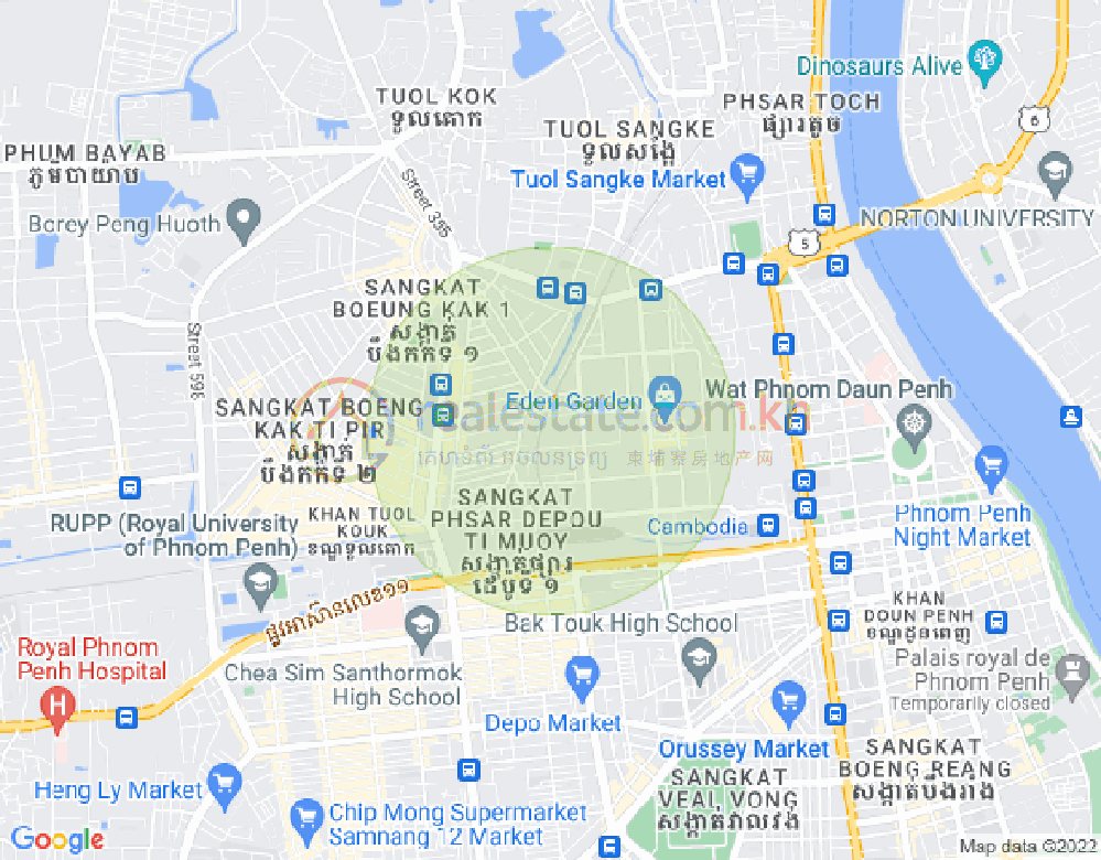 Map of Srah Chak, Daun Penh, Phnom Penh