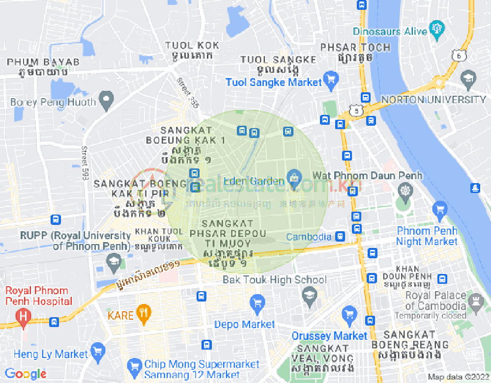 Map of Srah Chak, Daun Penh, Phnom Penh