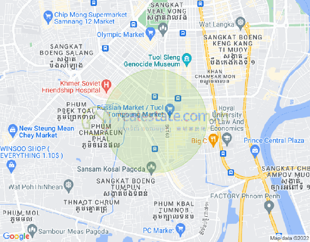 Map of Toul Tum Poung 1, Chamkarmon, Phnom Penh