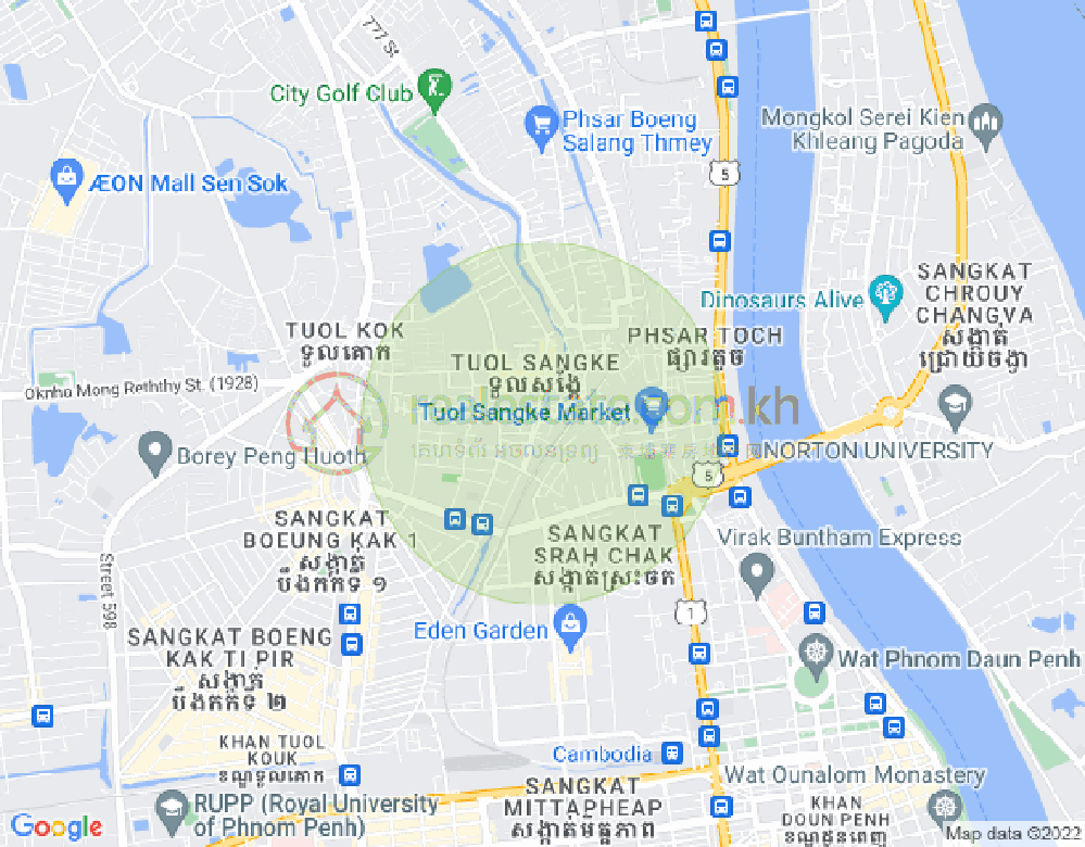 แผนที่ Tuol Sangke, รุสเซ็ยแกว, พนมเปญ