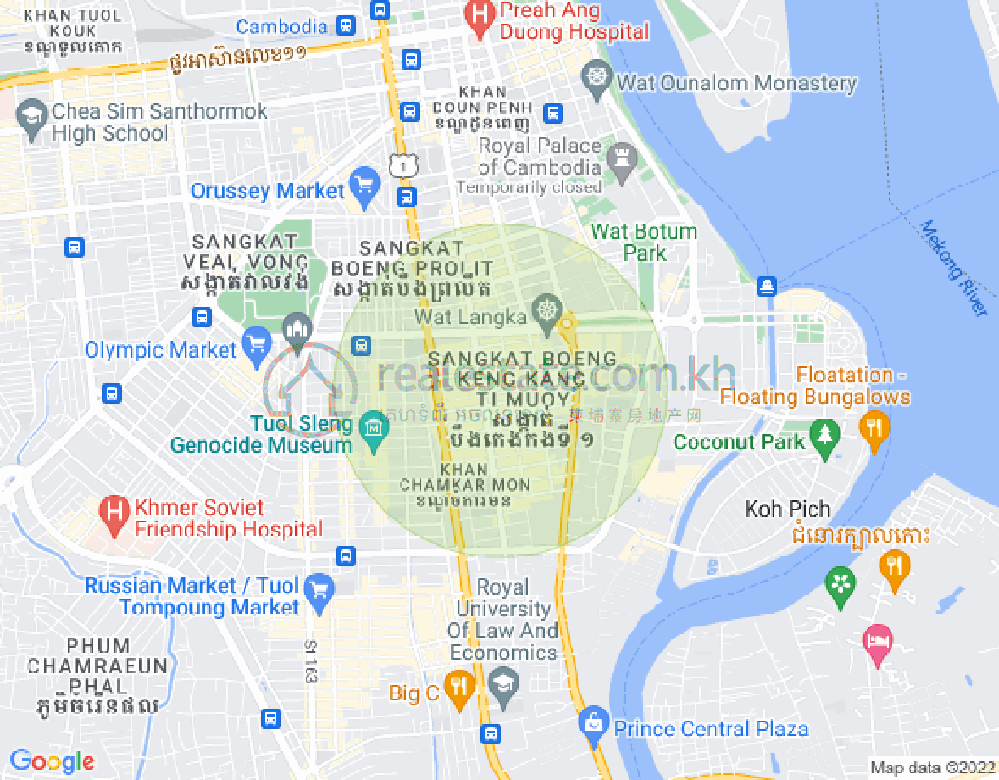 BKK 1, ボンケンコン, プノンペンの地図