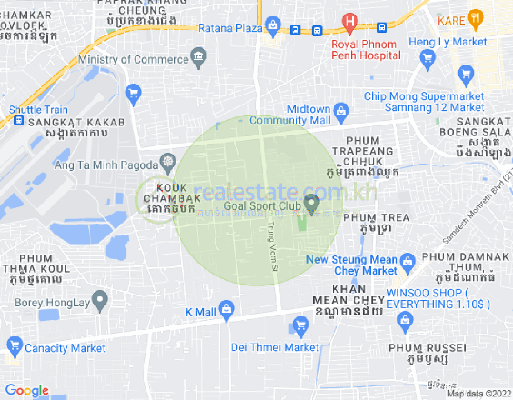 Ou Baek K'am村, 森速区, 金边地图