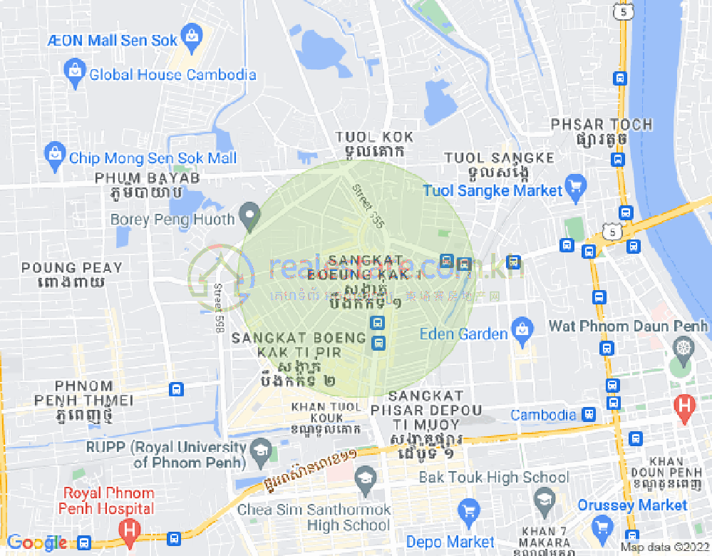 Mapa: Boeung Kak 2, Toul Kork, Phnom Penh