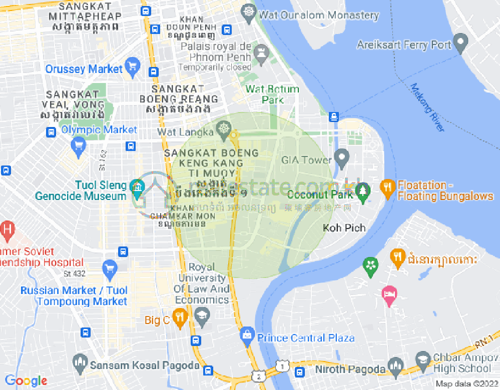 Map of BKK 1, Boeng Keng Kang, Phnom Penh