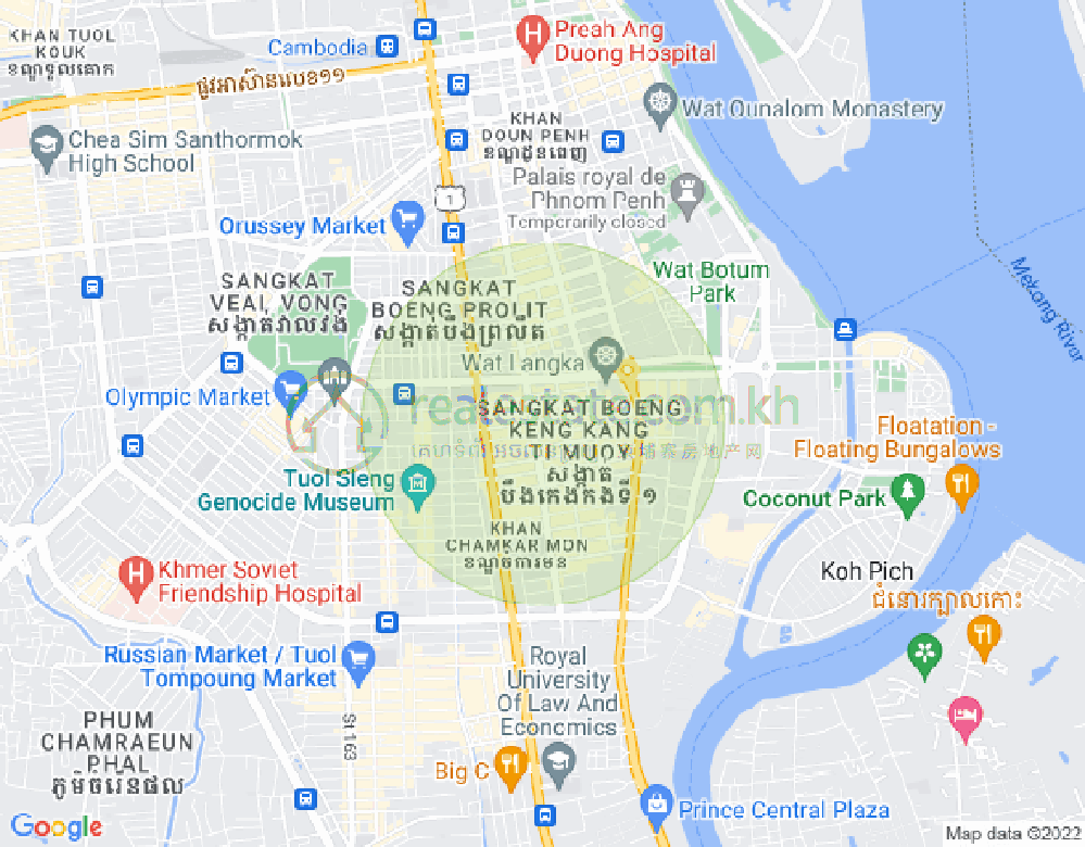 Map of BKK 1, Boeng Keng Kang, Phnom Penh