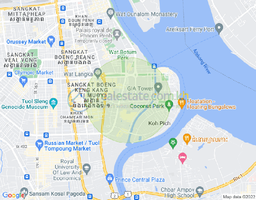 Mapa: Tonle Bassac, Chamkarmon, Phnom Penh